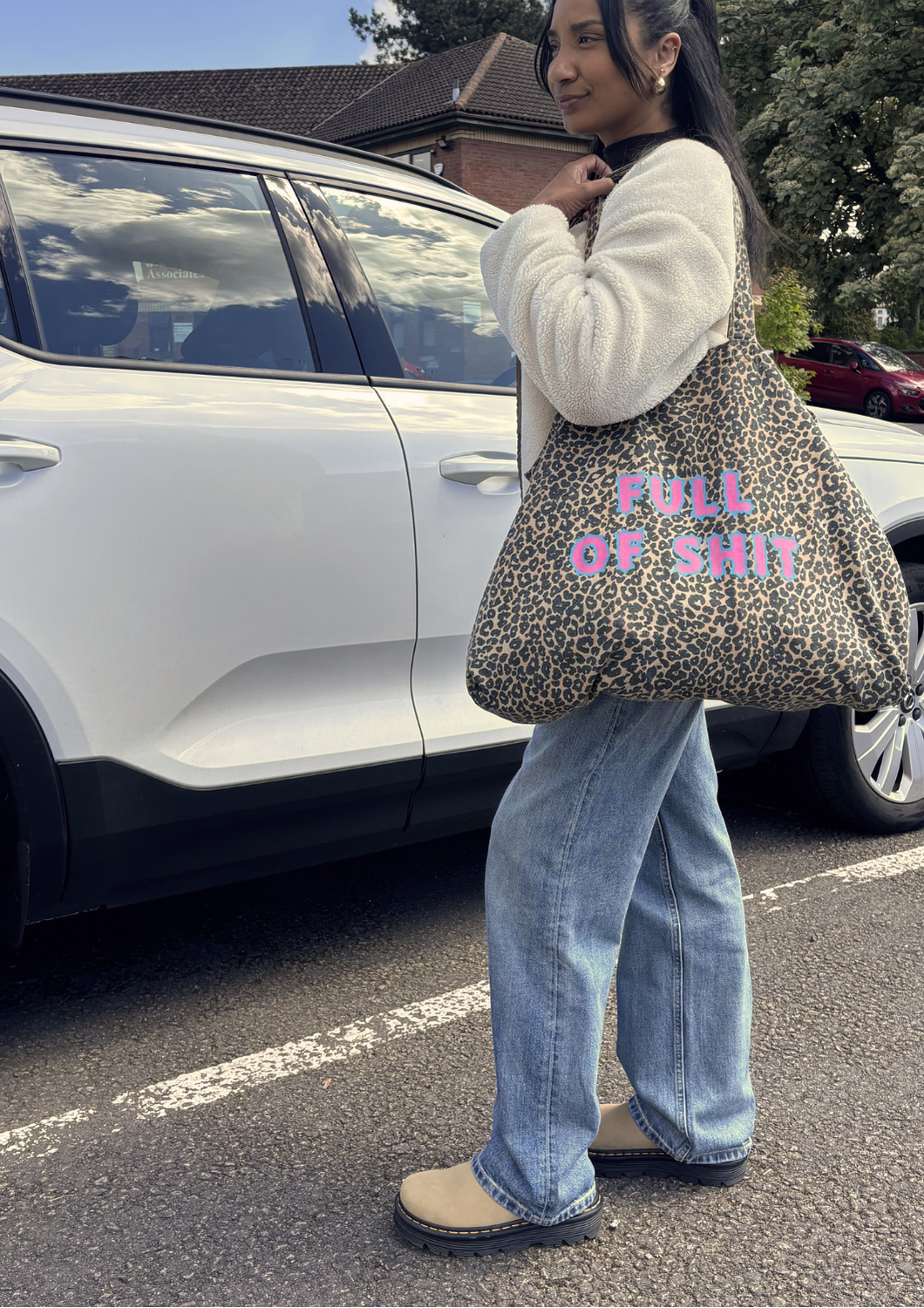 FULL OF SHIT - Oversized Slouchy Leopard Tote